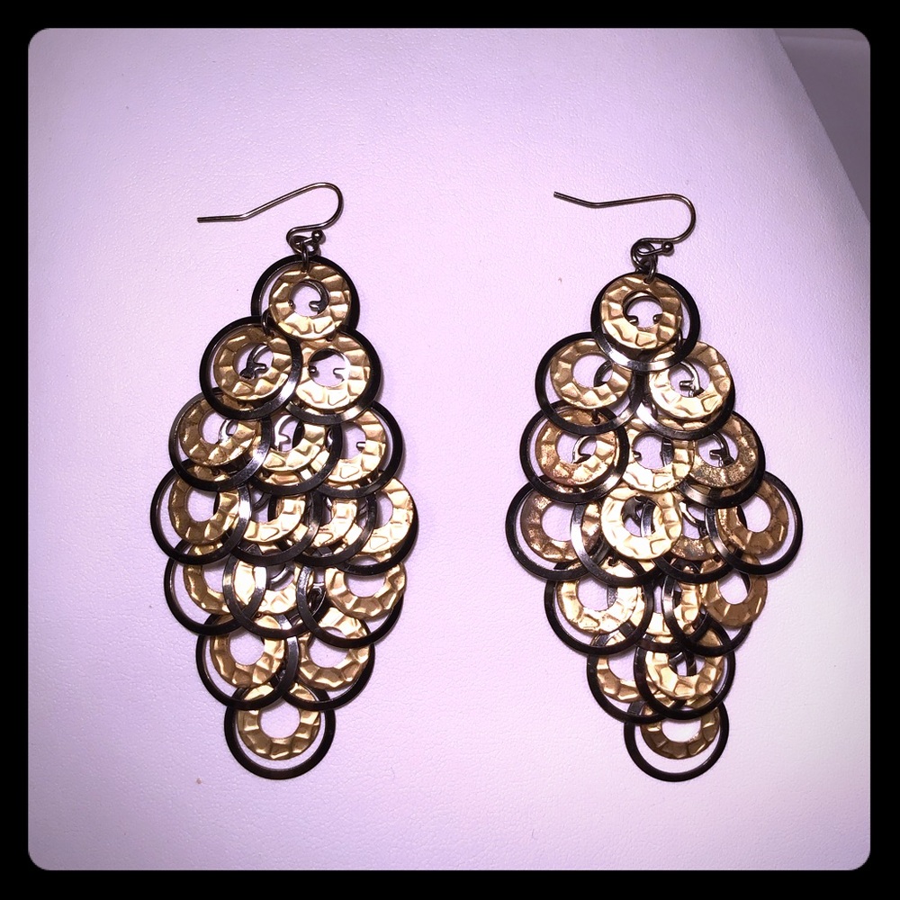 Earrings Black & Gold 3” long. Very lightweight